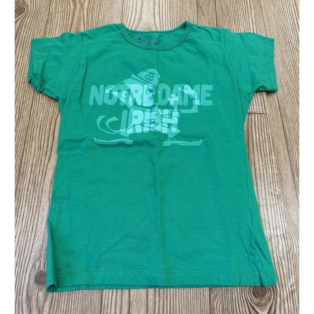 Youth Notre Dame Irish T-Shirt‎ Powder Puff Tee Medium Green Football